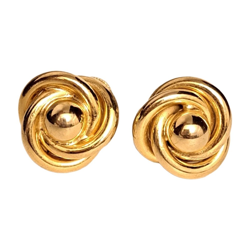 Vintage Gold Tone Knot Earrings Clip on with Screw Closure
